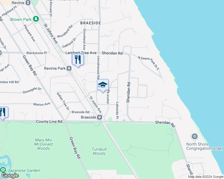 map of restaurants, bars, coffee shops, grocery stores, and more near 324 Brownville Road in Highland Park