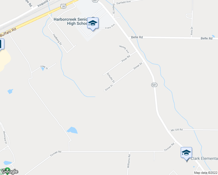 map of restaurants, bars, coffee shops, grocery stores, and more near 6682 Elmer Drive in Harborcreek
