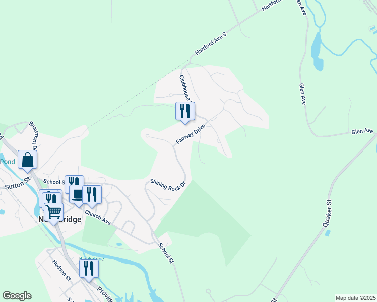 map of restaurants, bars, coffee shops, grocery stores, and more near 208 Fairway Drive in Northbridge