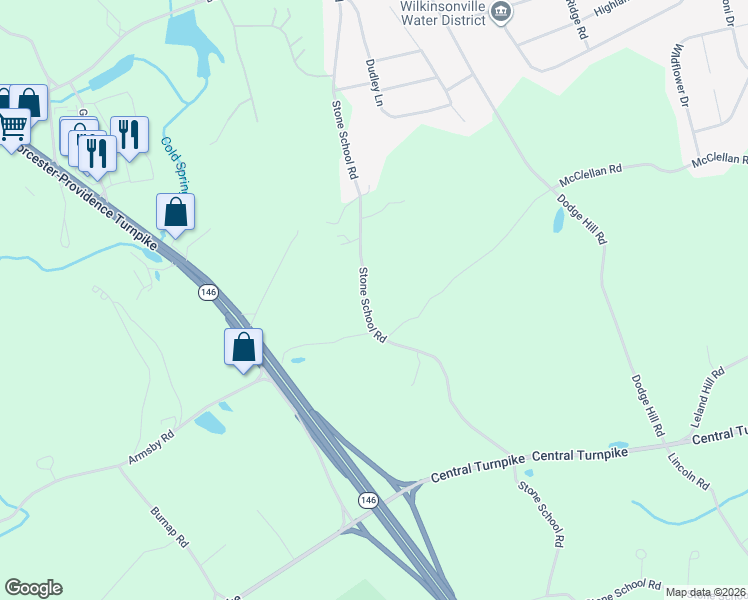 map of restaurants, bars, coffee shops, grocery stores, and more near 93 Stone School Road in Sutton
