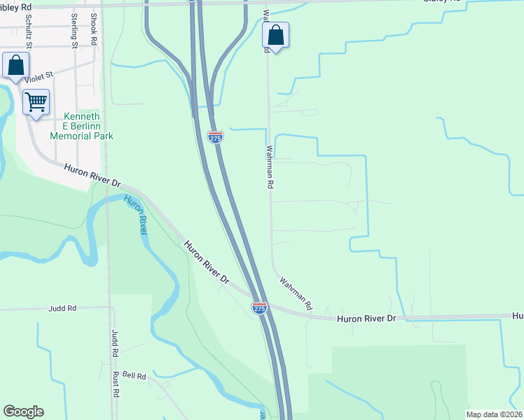 map of restaurants, bars, coffee shops, grocery stores, and more near 20450 Wahrman Road in Wayne County