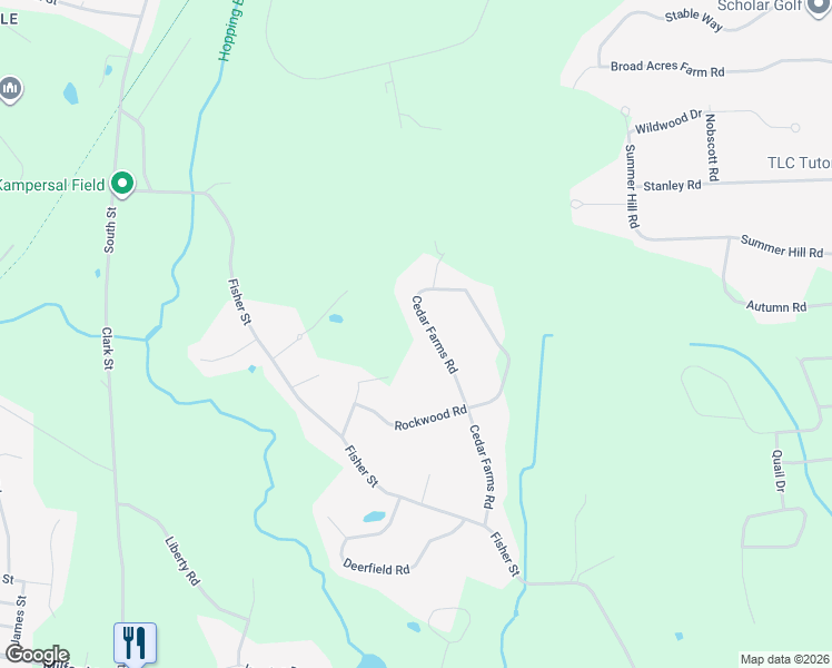 map of restaurants, bars, coffee shops, grocery stores, and more near 23 Cedar Farms Road in Medway