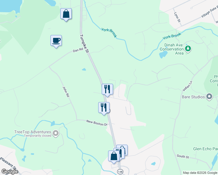 map of restaurants, bars, coffee shops, grocery stores, and more near 888 Turnpike Street in Canton
