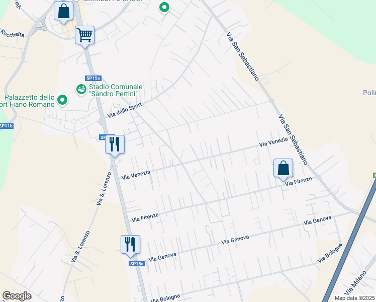 map of restaurants, bars, coffee shops, grocery stores, and more near 19 Via delle Felciare in Fiano Romano