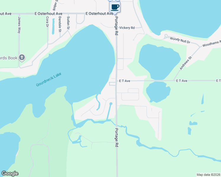 map of restaurants, bars, coffee shops, grocery stores, and more near 1499 Canal Street in Portage