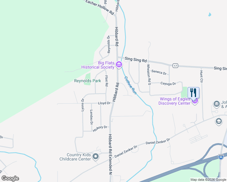 map of restaurants, bars, coffee shops, grocery stores, and more near 209-219 Hibbard Road in Horseheads