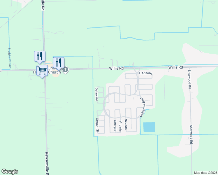 map of restaurants, bars, coffee shops, grocery stores, and more near California Boulevard in Belleville