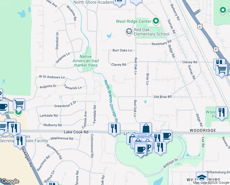 map of restaurants, bars, coffee shops, grocery stores, and more near 2148 Magnolia Lane in Highland Park