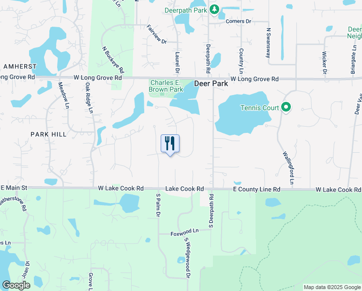 map of restaurants, bars, coffee shops, grocery stores, and more near 20245 Lea Road in Deer Park
