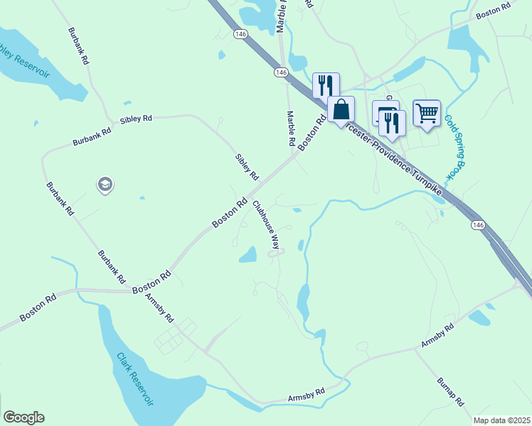 map of restaurants, bars, coffee shops, grocery stores, and more near 177 Boston Road in Sutton