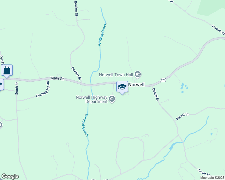 map of restaurants, bars, coffee shops, grocery stores, and more near 314 Main Street in Norwell