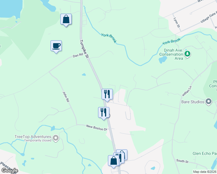 map of restaurants, bars, coffee shops, grocery stores, and more near 888 Turnpike Street in Canton