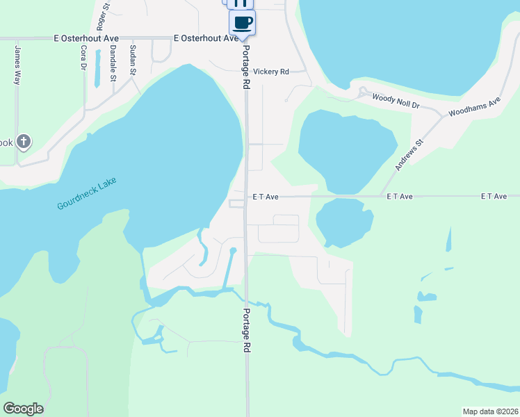map of restaurants, bars, coffee shops, grocery stores, and more near 1692 Mandigo Avenue in Portage