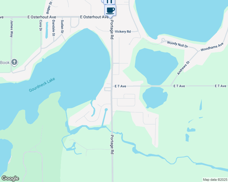 map of restaurants, bars, coffee shops, grocery stores, and more near 1692 Mandigo Avenue in Portage