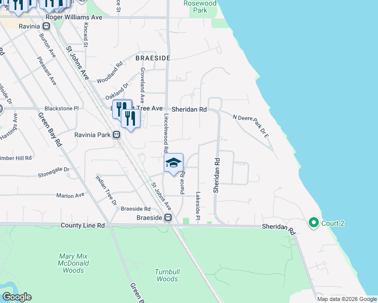 map of restaurants, bars, coffee shops, grocery stores, and more near 284 Delta Road in Highland Park