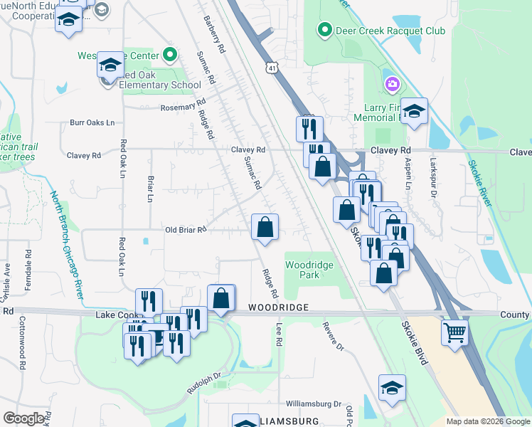 map of restaurants, bars, coffee shops, grocery stores, and more near 244 Sumac Road in Highland Park