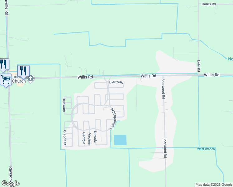 map of restaurants, bars, coffee shops, grocery stores, and more near 2-62 East Arizona in Belleville