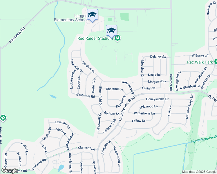 map of restaurants, bars, coffee shops, grocery stores, and more near 13805 Wilshire Way in Huntley