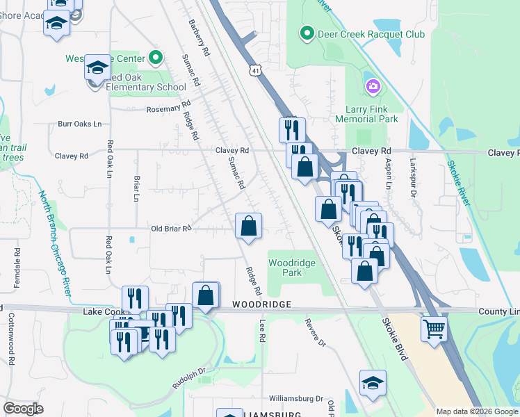 map of restaurants, bars, coffee shops, grocery stores, and more near 266 Sumac Road in Highland Park