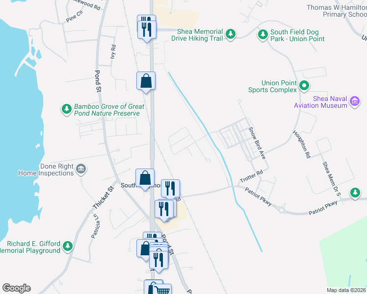 map of restaurants, bars, coffee shops, grocery stores, and more near 15 Chestnut Creek in Weymouth