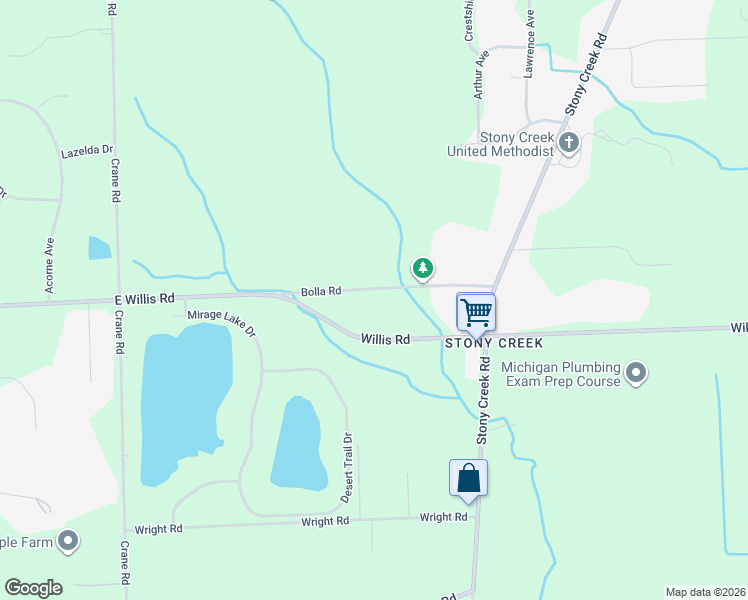 map of restaurants, bars, coffee shops, grocery stores, and more near 5036 Bolla Road in Ypsilanti