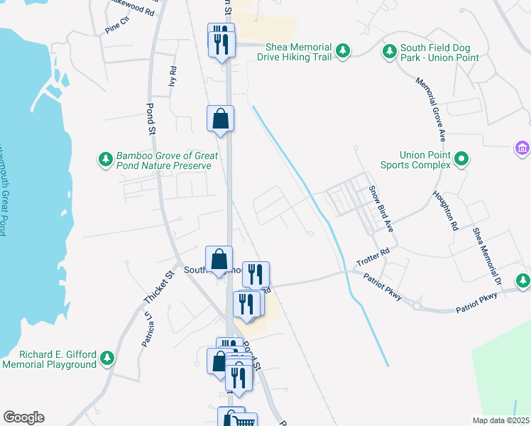 map of restaurants, bars, coffee shops, grocery stores, and more near 15 Chestnut Creek in Weymouth