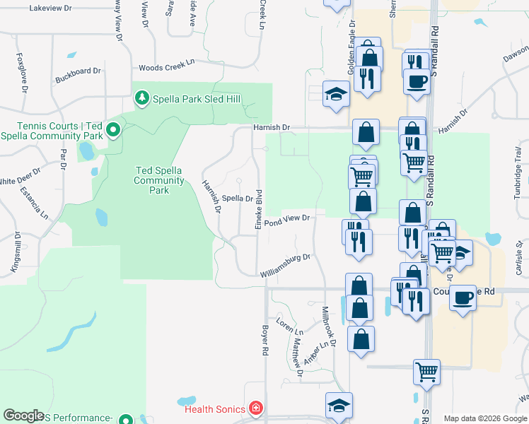 map of restaurants, bars, coffee shops, grocery stores, and more near 925 Eineke Boulevard in Algonquin