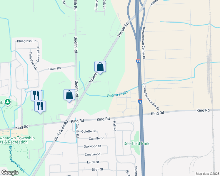 map of restaurants, bars, coffee shops, grocery stores, and more near in Wayne County