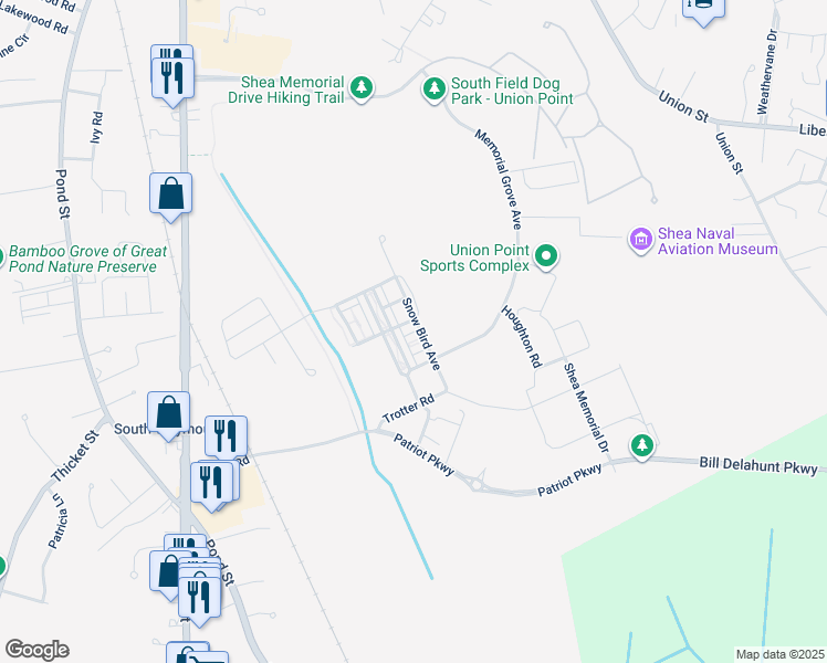 map of restaurants, bars, coffee shops, grocery stores, and more near Blair Green in Weymouth