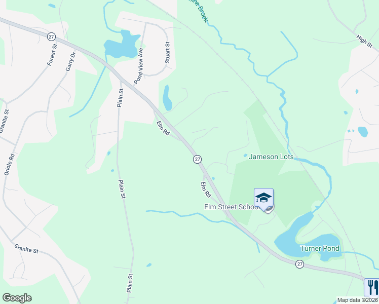 map of restaurants, bars, coffee shops, grocery stores, and more near 602 Elm Street in Walpole