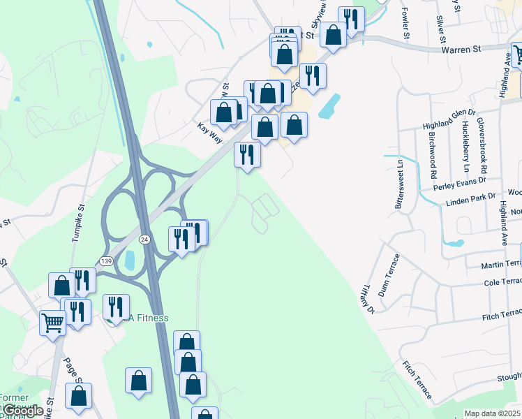map of restaurants, bars, coffee shops, grocery stores, and more near 402 Technology Center Drive in Stoughton