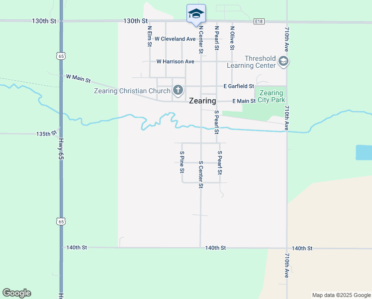 map of restaurants, bars, coffee shops, grocery stores, and more near 315 South Center Street in Zearing