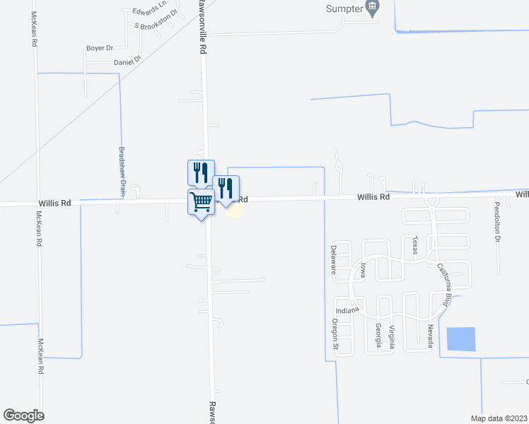 map of restaurants, bars, coffee shops, grocery stores, and more near 51047 Willis Road in Belleville