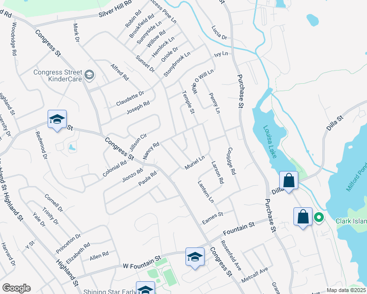 map of restaurants, bars, coffee shops, grocery stores, and more near 4 Edgewood Road in Milford