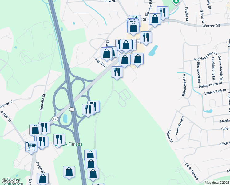 map of restaurants, bars, coffee shops, grocery stores, and more near 402 Technology Center Drive in Stoughton