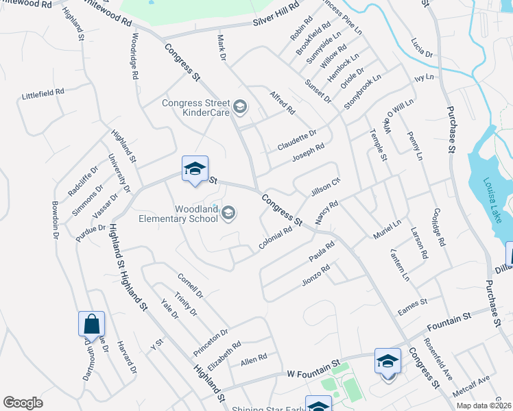 map of restaurants, bars, coffee shops, grocery stores, and more near 3 Capitol Road in Milford