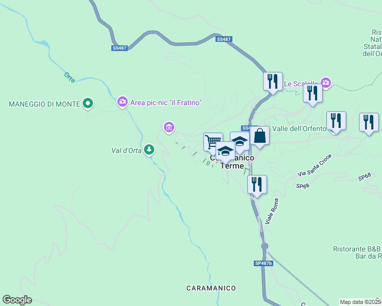 map of restaurants, bars, coffee shops, grocery stores, and more near 47B Via San Giovanni in Caramanico Terme