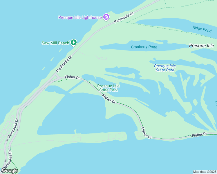 map of restaurants, bars, coffee shops, grocery stores, and more near 301 Peninsula Drive in Erie