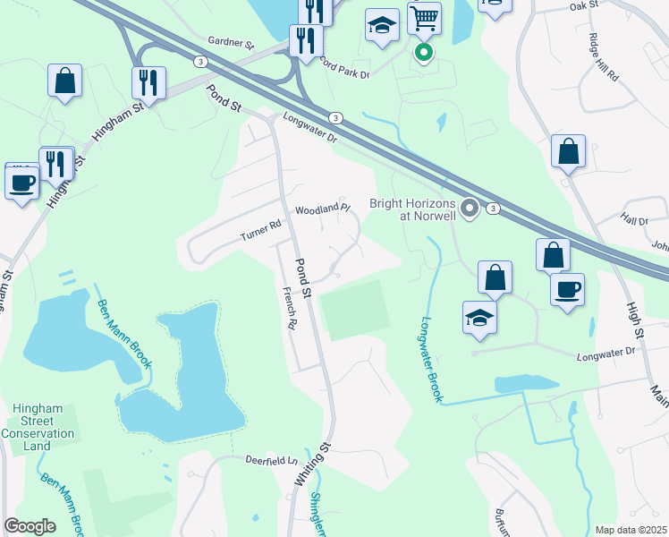 map of restaurants, bars, coffee shops, grocery stores, and more near 1 Redwood Court in Rockland