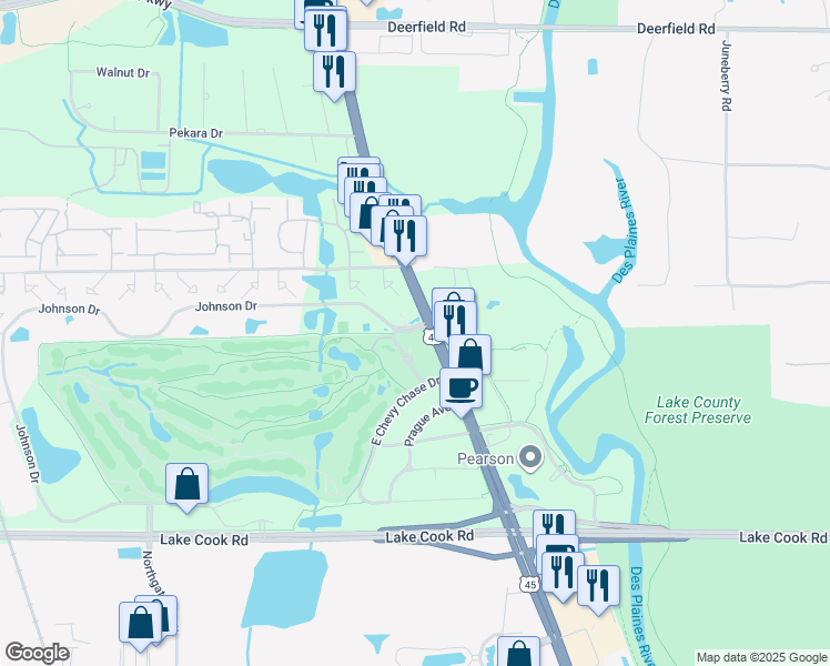 map of restaurants, bars, coffee shops, grocery stores, and more near in Buffalo Grove