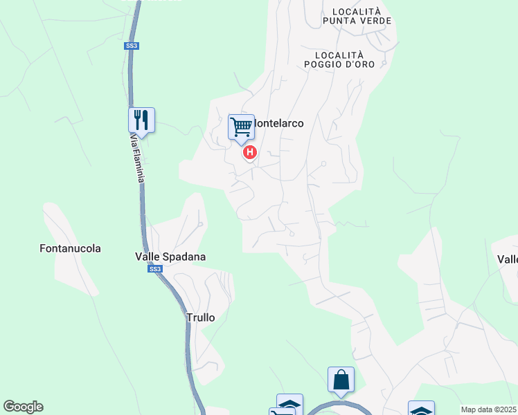 map of restaurants, bars, coffee shops, grocery stores, and more near 3 Via della Lira in Montelarco