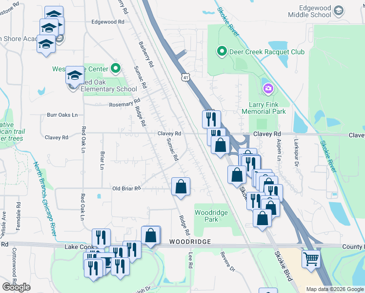 map of restaurants, bars, coffee shops, grocery stores, and more near 356 Barberry Road in Highland Park