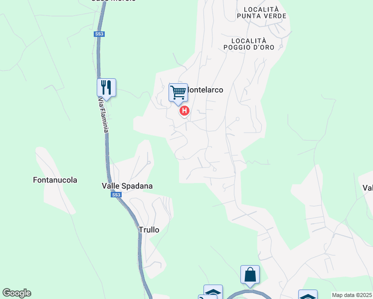 map of restaurants, bars, coffee shops, grocery stores, and more near 3 Via della Lira in Montelarco
