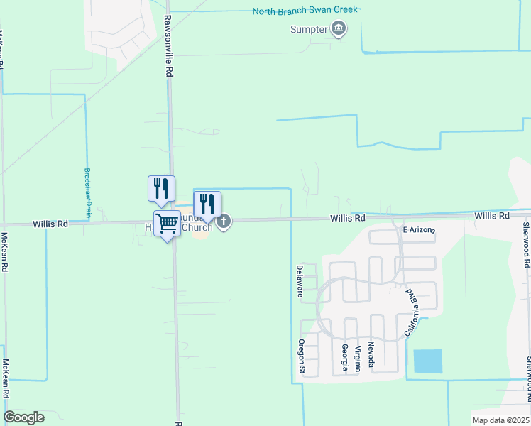 map of restaurants, bars, coffee shops, grocery stores, and more near 50938 Willis Road in Belleville