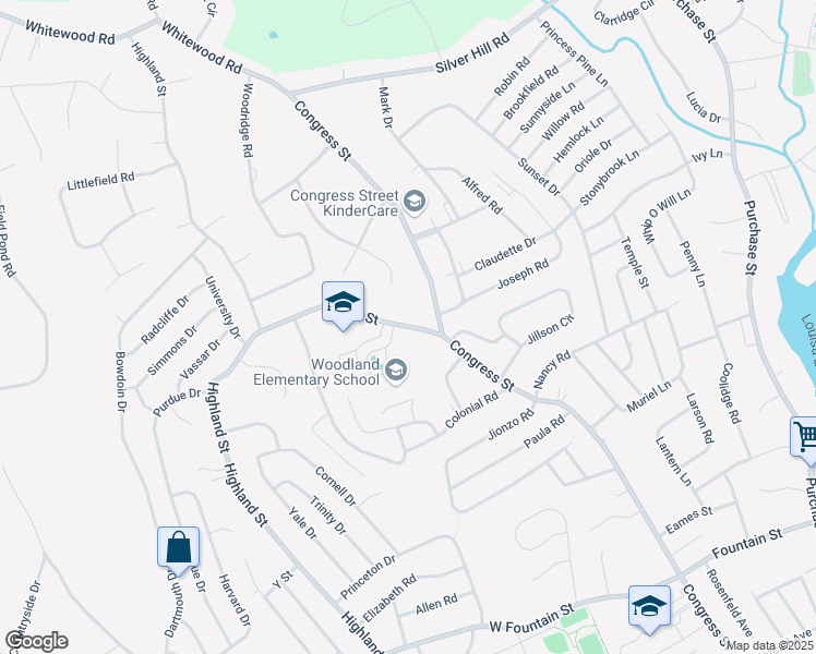 map of restaurants, bars, coffee shops, grocery stores, and more near 10 North Vine Street in Milford