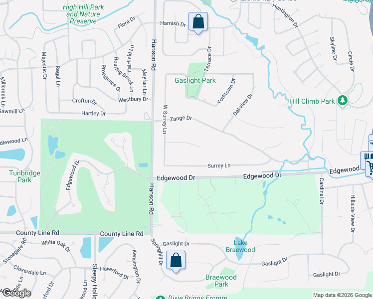 map of restaurants, bars, coffee shops, grocery stores, and more near 1211 Surrey Court in Algonquin