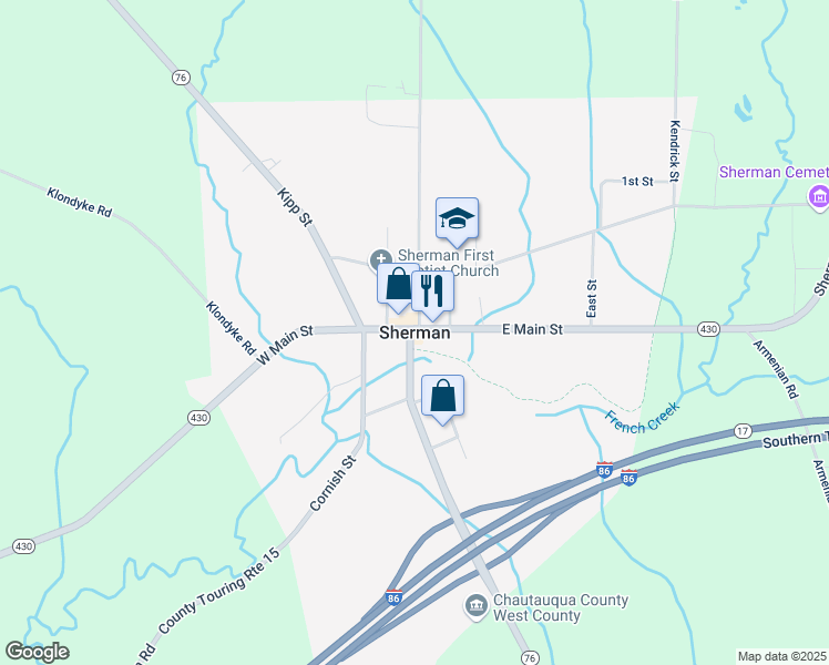 map of restaurants, bars, coffee shops, grocery stores, and more near in Sherman