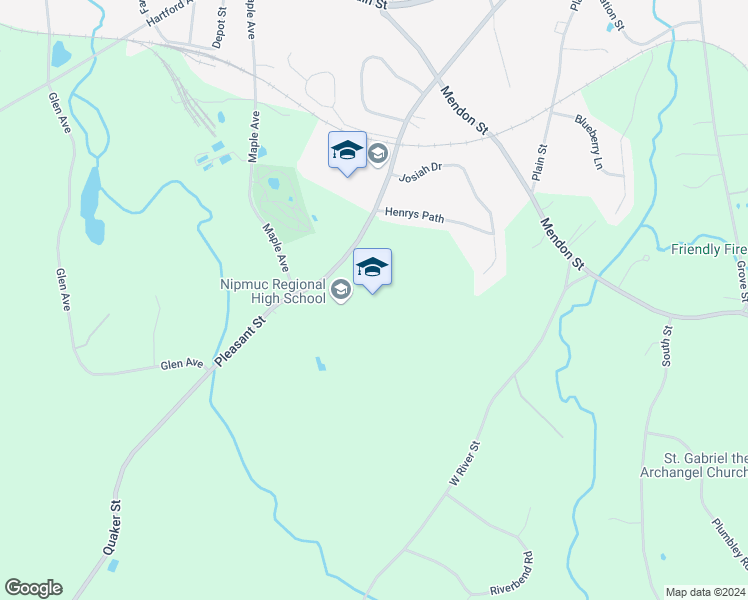 map of restaurants, bars, coffee shops, grocery stores, and more near 90 Pleasant Street in Upton