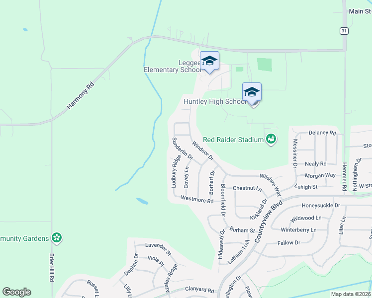 map of restaurants, bars, coffee shops, grocery stores, and more near 11732 Sunderlin Drive in Huntley