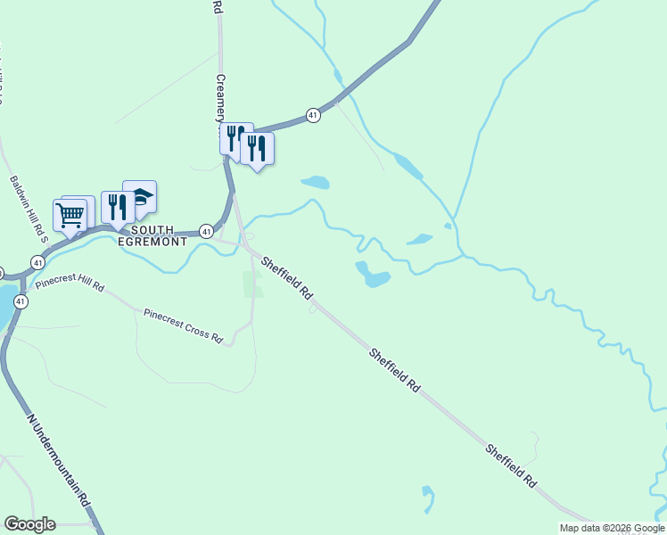 map of restaurants, bars, coffee shops, grocery stores, and more near 25 Sheffield Road in Great Barrington